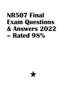 NR507 Final Exam Questions & Answers 2022 – Rated 98%
