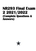 NR293 Final Exam 2 2021/2022 (Complete Questions & Answers)