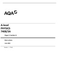 A-level  PHYSICS  7408&sol;3A  Paper 3 Section A  Mark scheme  June 2021  Version&colon; 1&period;1 Final 