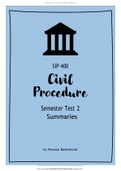Summary SIP 400 Civil Procedure Summaries for Semester Test 1