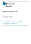 Pearson Edexcel International GCSEIn Computer Science (4CP0)Paper 02: Application of Computational Thinking  | MARK SCHEME 2019