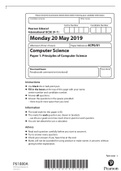 Pearson Edexcel International GCSE (9–1) || Computer SciencePaper 1: Principles of Computer Science || QUESTION PAPER 2019