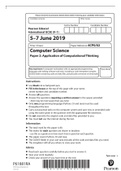 Pearson Edexcel International GCSE (9–1) || Computer SciencePaper 2: Application of Computational Thinking || QUESTION PAPER 2019