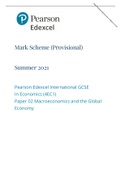 Pearson Edexcel International GCSEIn Economics (4EC1)  Paper 02 Macroeconomics and the Global Economy || MARK SCHEME 2021