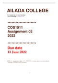 COS1511 Assignment 3 2022