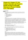 Chapter 01- Chapter 37: 21st Century Maternity and Women’s Health Nursing Lowdermilk: Maternity & Women’s Health Care, 11th Edition