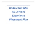 Unit6 Form HSC AG 3 Work Experience Placement Plan