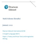 Pearson Edexcel International GCSE In English Language (4EA1)Paper 2: Poetry and Prose Texts and Imaginative Writing || MARK SCHEME 2022