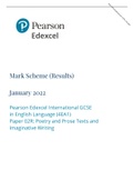 Pearson Edexcel International GCSE in English Language (4EA1) Paper 02R: Poetry and Prose Texts and Imaginative Writing || MARK SCHEME 2022