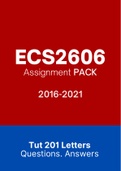 ECS2606 - Assignment Tut201 feedback (Questions & Answers) (2016-2021) 