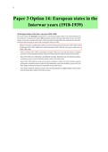 Notes IB History Paper 3 Option 14 Europe Interwar Years 
