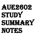 AUE2602 STUDY SUMMARY NOTES