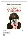 Boekverslag Nederlands  De avond is ongemak, ISBN: 9789025463854