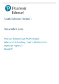 Edexcel AS Maths Paper 2 2021 MARK SCHEME