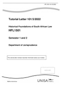 HFL1501 - Historical Foundations Of South African Law Semester 1 and 2  3/2022.