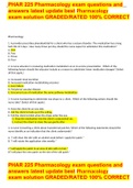 PHAR 225 Pharmacology exam questions and answers latest update best Pharmacology  exam solution GRADED&sol;RATED 100&percnt; CORRECT