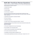 NUR 285: Final Exam Review Questions and answers 100% verified.