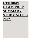 ETH306W EXAM PREP SUMMARY STUDY NOTES 2022.