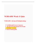 NURS 6501 Week 11 Quiz -(Latest 5 Versions), NURS 6501 / NURS 6501N Quiz 11, Advanced Pathophysiology