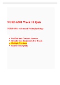 NURS 6501 Week 10 quiz (Latest 3 Versions), NURS 6501/NURS 6501N  Quiz 10, Advanced Pathophysiology
