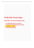 NURS 6501 Week 8 Quiz-(Latest 4 Versions), NURS 6501/ NURS 6501N Quiz 8, Advanced Pathophysiology