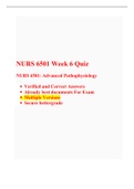 NURS 6501 Week 6 Quiz-(Latest 4 Versions), NURS 6501/ NURS 6501N Quiz 6, Advanced Pathophysiology