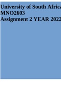 University of South Africa MNO2603 Assignment 2 YEAR 2022