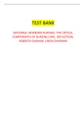 Test Bank for MATERNAL-NEWBORN NURSING: THE CRITICAL COMPONENTS OF NURSING CARE, 3RD EDITION by ROBERTA DURHAM, LINDA CHAPMAN