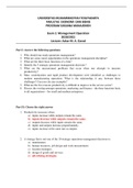 Examination Chapter 1- Management Operation