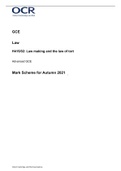 OCR GCE Law H415/02: Law making and the law of tort Advanced GCE Mark Scheme for Autumn 2021 .