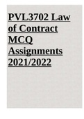 PVL3702 Law of Contract MCQ Assignments 2021/2022