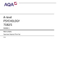A-level PSYCHOLOGY 7182/1 PAPER 1 Mark scheme Specimen Material Third Set.