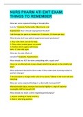 NURS PHARM ATI EXIT EXAM&colon; THINGS TO REMEMBER