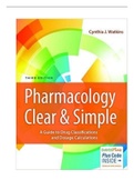 Pharmacology Clear and Simple- A Guide to Drug Classifications and Dosage Calculations 3rd Edition Watkins Test Bank
