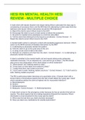 HESI RN MENTAL HEALTH HESI REVIEW - MULTIPLE CHOICE