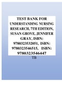 TEST BANK FOR UNDERSTANDING NURSING RESEARCH, 7TH EDITION, SUSAN GROVE, JENNIFER GRAY