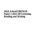 AQA A-level FRENCH Paper 1 2021 QP Listening, Reading and Writing.