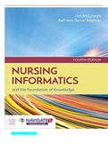 NURSING INFORMATICS AND THE FOUNDATION OF KNOWLEDGE 4TH EDITION MCGONIGLE TEST BANK LATEST UPDATE 2021