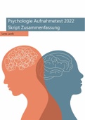 Psychologie Aufnahmetest 2022 – Zusammenfassung des Skripts (im pdf Format)