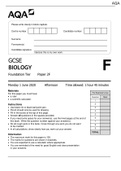 AQA GCSE BIOLOGY PAPER 2 QP  JUNE 2020