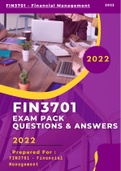 FIN3701 - Financial Management Past exam papers WITH solutions - All you need!