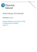 Pearson Edexcel Mark Scheme (Provisional) Summer 2021 Pearson Edexcel International GCSE In Mathematics B (4MB1) Paper 01