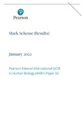 Pearson Edexcel Mark Scheme (Results) January 2022 Pearson Edexcel International GCSE in Human Biology (4HB1) Paper 02