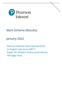 Pearson Edexcel Mark Scheme (Results) January 2022 Pearson Edexcel International GCSE In English Literature (4ET1) Paper 2R: Modern Drama and Literary Heritage Texts