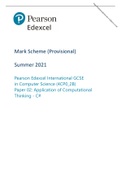 Pearson Edexcel Mark Scheme &lpar;Provisional&rpar; Summer 2021 Pearson Edexcel International GCSE in Computer Science &lpar;4CP0&lowbar;2B&rpar; Paper 02&colon; Application of Computational Thinking - C&num;