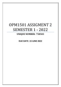 OPM1501 ASSIGNMENT 2 SEMESTER 1 - 2022 (758503)