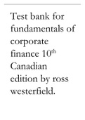 Test bank for fundamentals of corporate finance 10th Canadian edition by ross westerfield