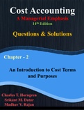 Cost Accounting A Managerial Emphasis Horngren 14th Edition- Chapter 2 Questions and Solutions.