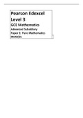 Pearson Edexcel Level 3GCE Mathematics Advanced Subsidiary Paper 1 Pure Mathematics Year 12 Pure Mock May 17th