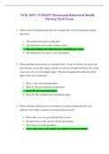 NUR 2459 / NUR2459 Mental and Behavioral Health Nursing Final Exam Quiz Bank| Already Rated A Questions and Aswers|Latest 2022/2023 | Rasmussen College